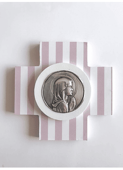 Cruz Cuadrada Estampada Virgen Niña