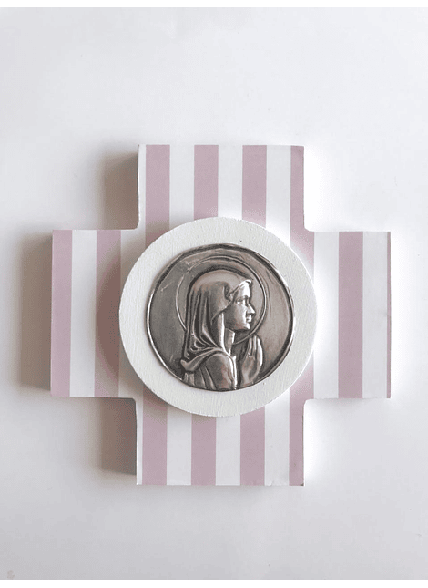 Cruz Cuadrada Estampada Virgen Niña