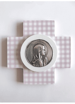 Cruz Cuadrada Estampada Virgen Niña