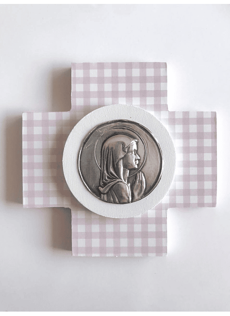 Cruz Cuadrada Estampada Virgen Niña