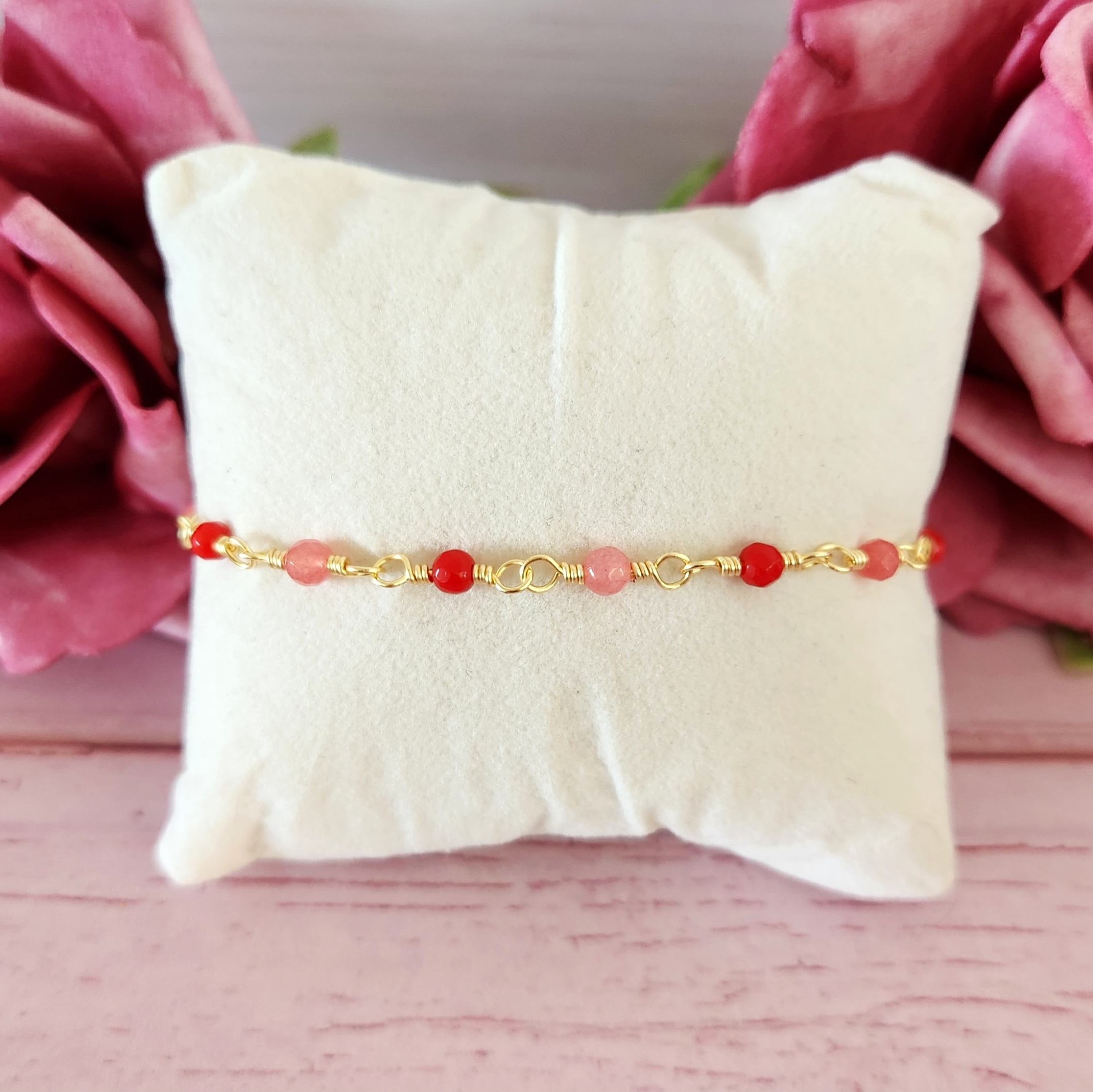 Pulsera rojo y rosa