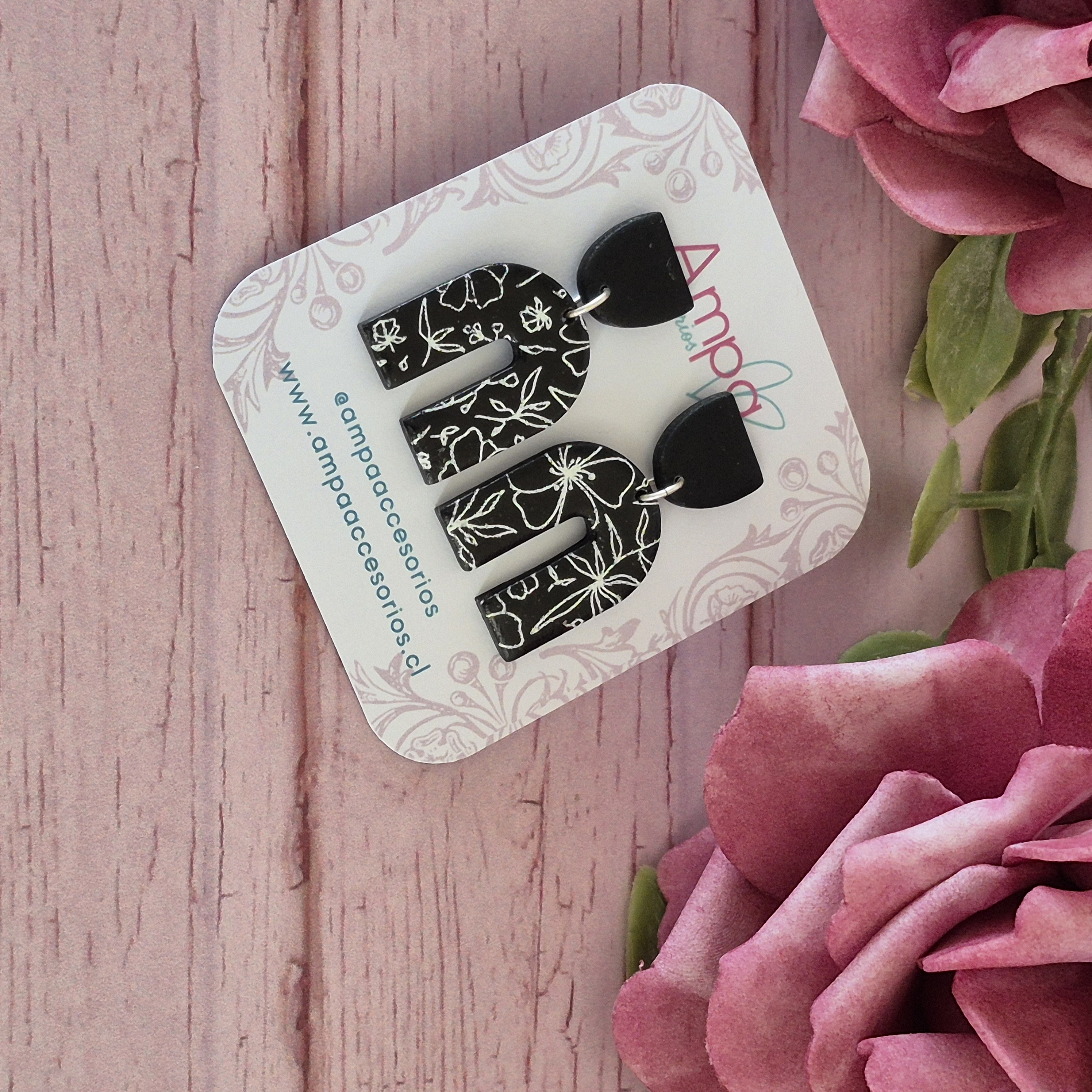 Aros Negro Flores