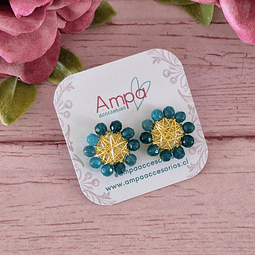 Aros Flor Verde Petroleo