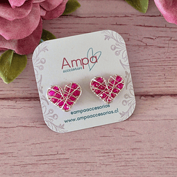 Pin Corazón Mini Fucsia Plateado