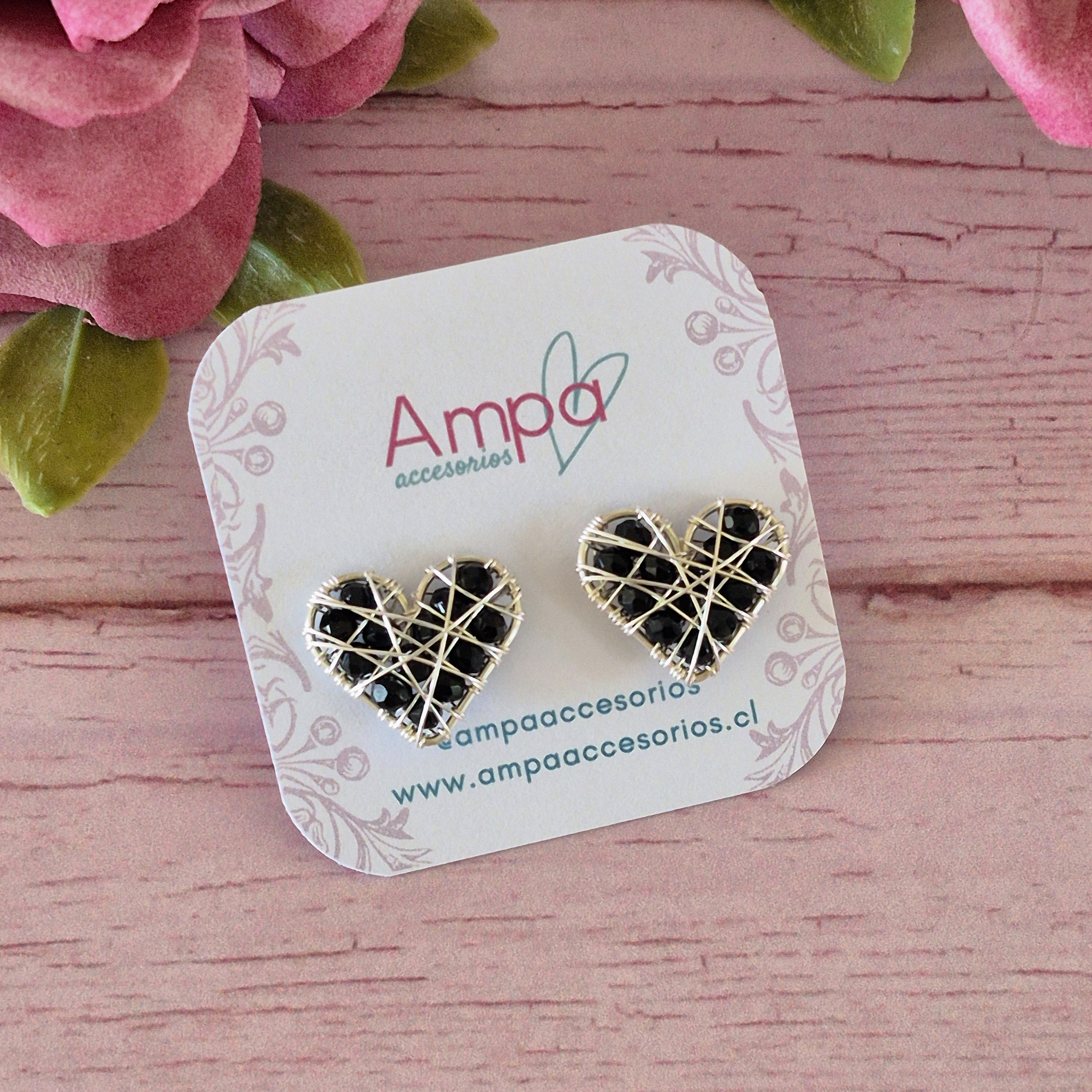 Pin Corazón Mini Negro Plateado