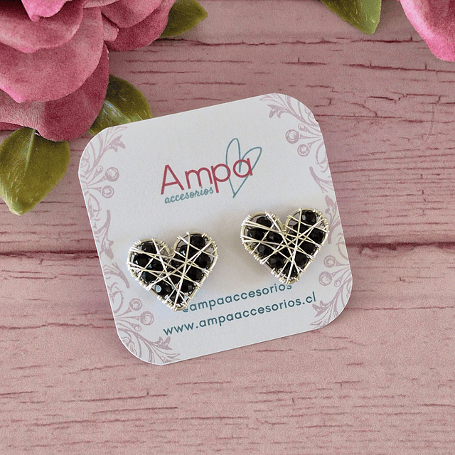 Pin Corazón Mini Negro Plateado