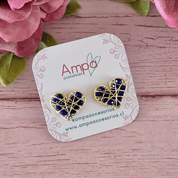 Pin Corazón Mini Azul Dorado