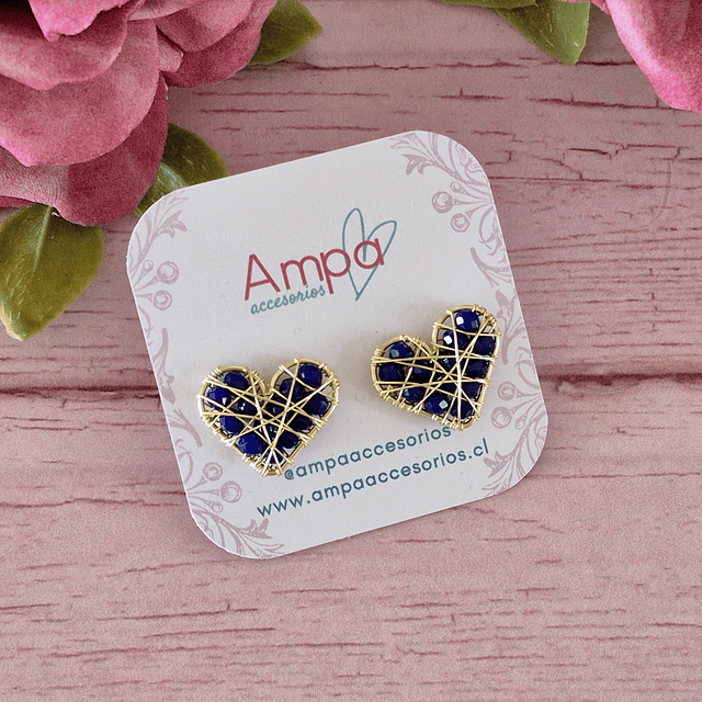 Pin Corazón Mini Azul Dorado