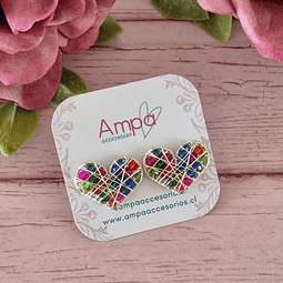 Pin Corazón Multicolor Plateado