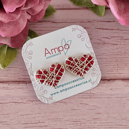 Pin Corazón Rojo Dorado