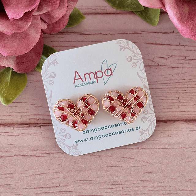 Pin Corazón Rosa Rojo Rose Gold