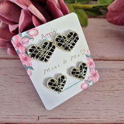 Aros Mini & Me – Negro Plateado