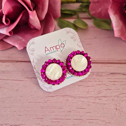 Aros Luna Llena  Fucsia – Nácar Lunar
