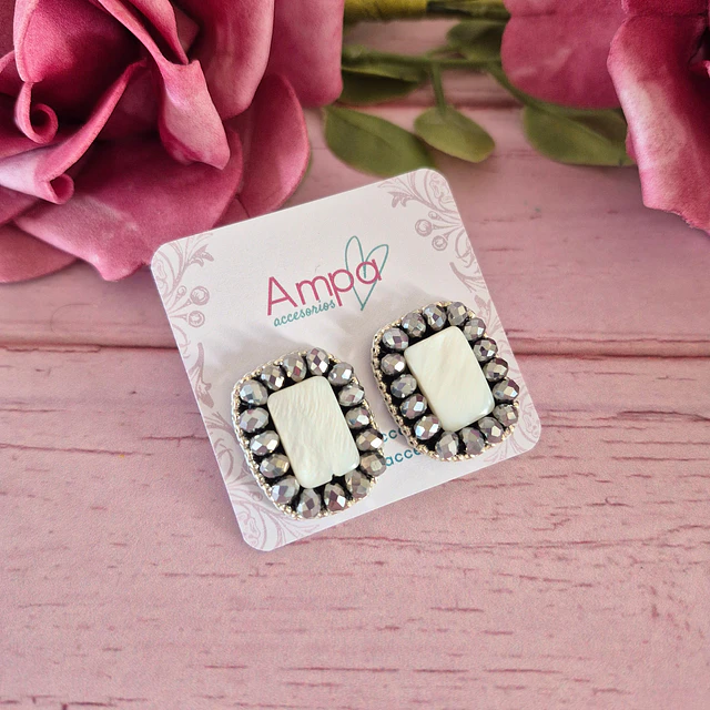 Aros Reflejo Gris – Nácar Lunar