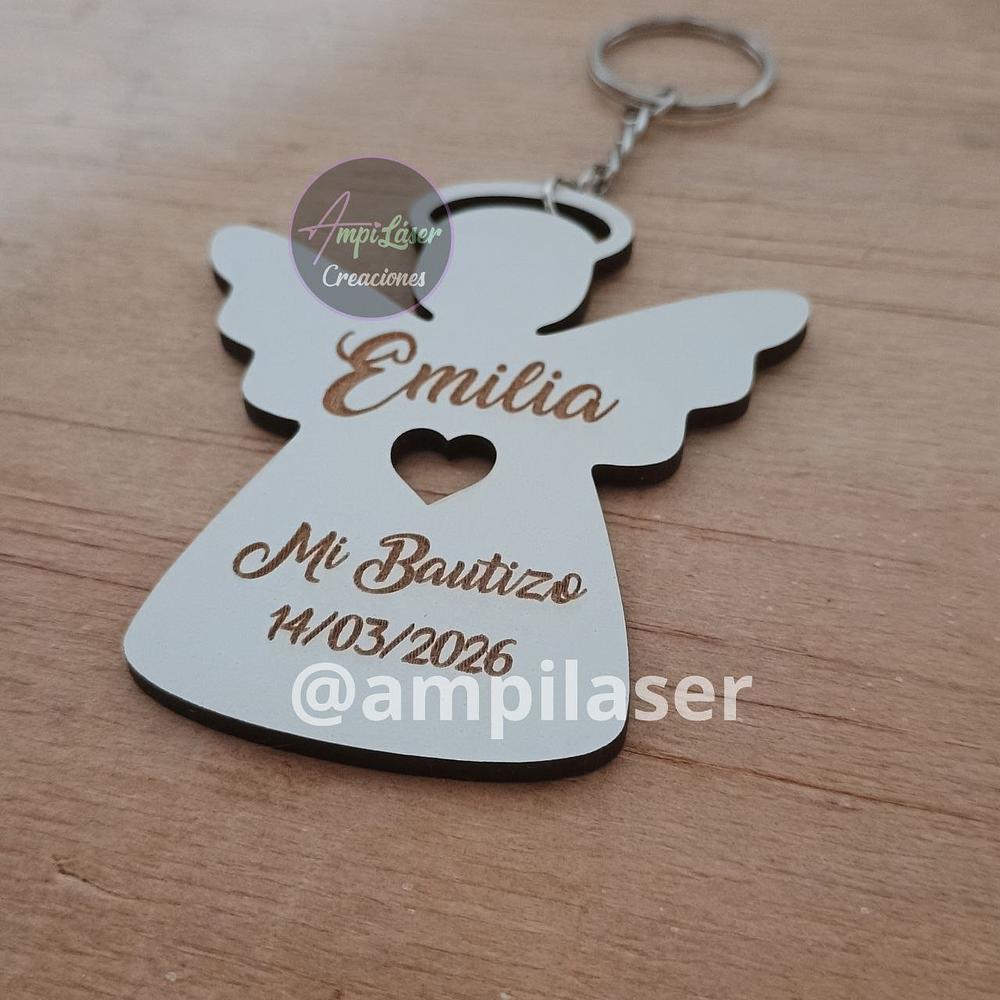 Llavero bautizo grabado 12 unidades ángel