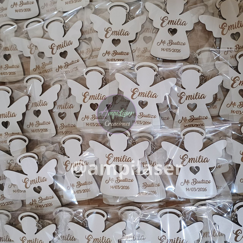 Llavero bautizo grabado 12 unidades ángel