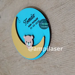 Recuerdo iman baby shower oso fondo a color desde 12 unidades