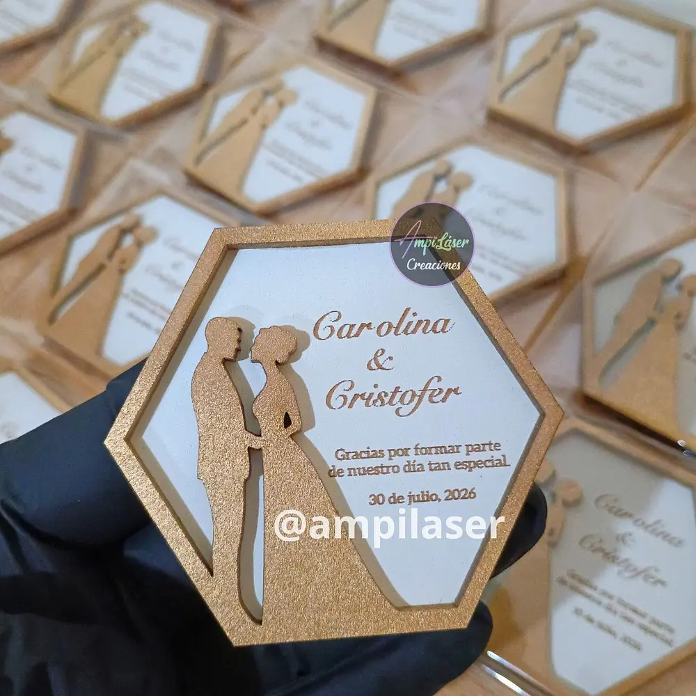 Recuerdo imán hexagonal matrimonio desde 12 unidades