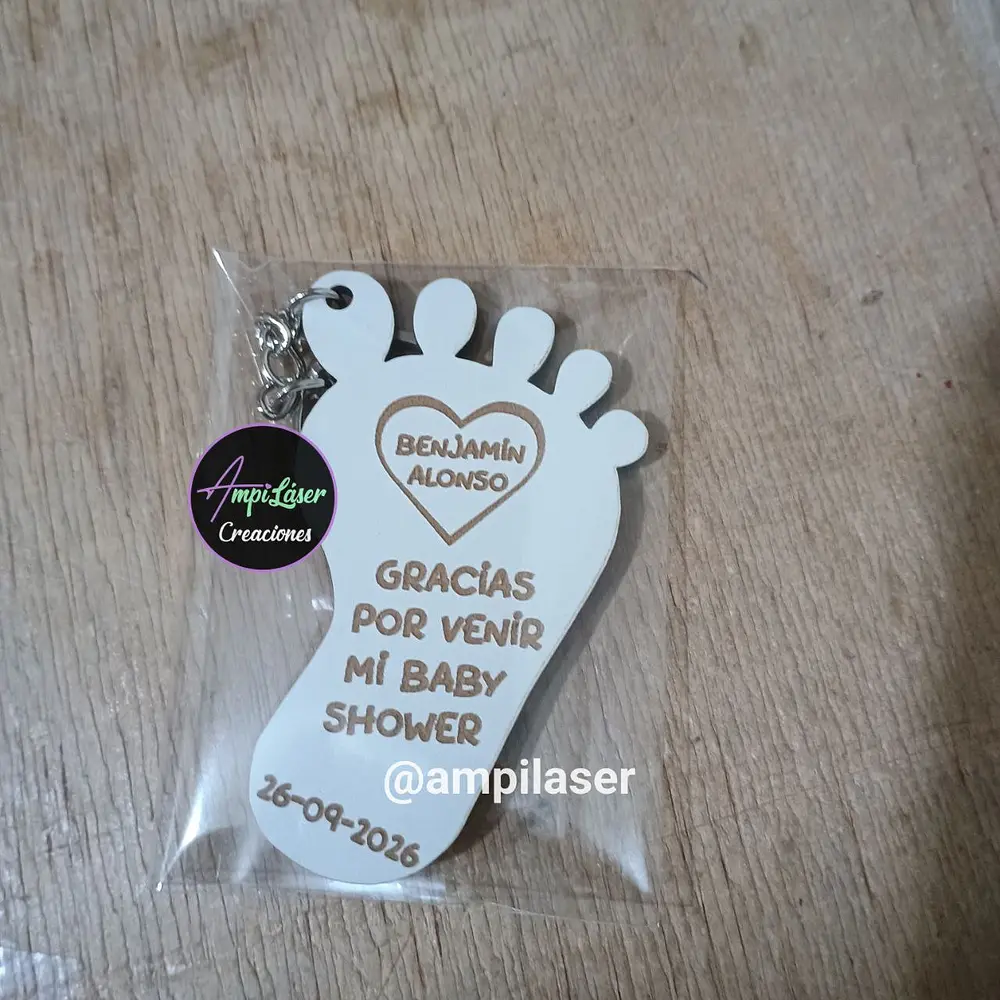 Llavero baby shower grabado 12 unidades modelo 4 (12 Unidades)