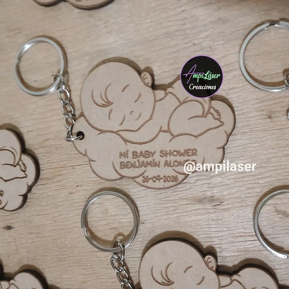 Llavero baby shower grabado 12 unidades modelo 3 (12 Unidades)