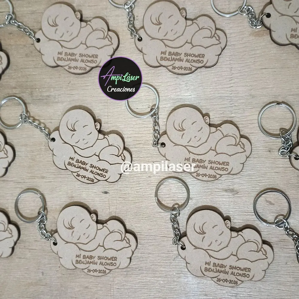 Llavero baby shower grabado 12 unidades modelo 3 (12 Unidades)