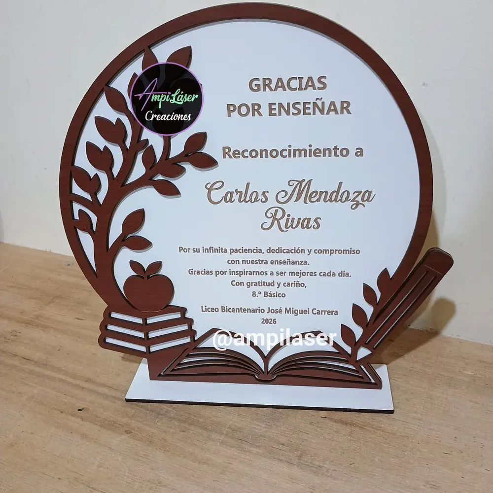 Galvano día del profesor personalizado﻿ Grande