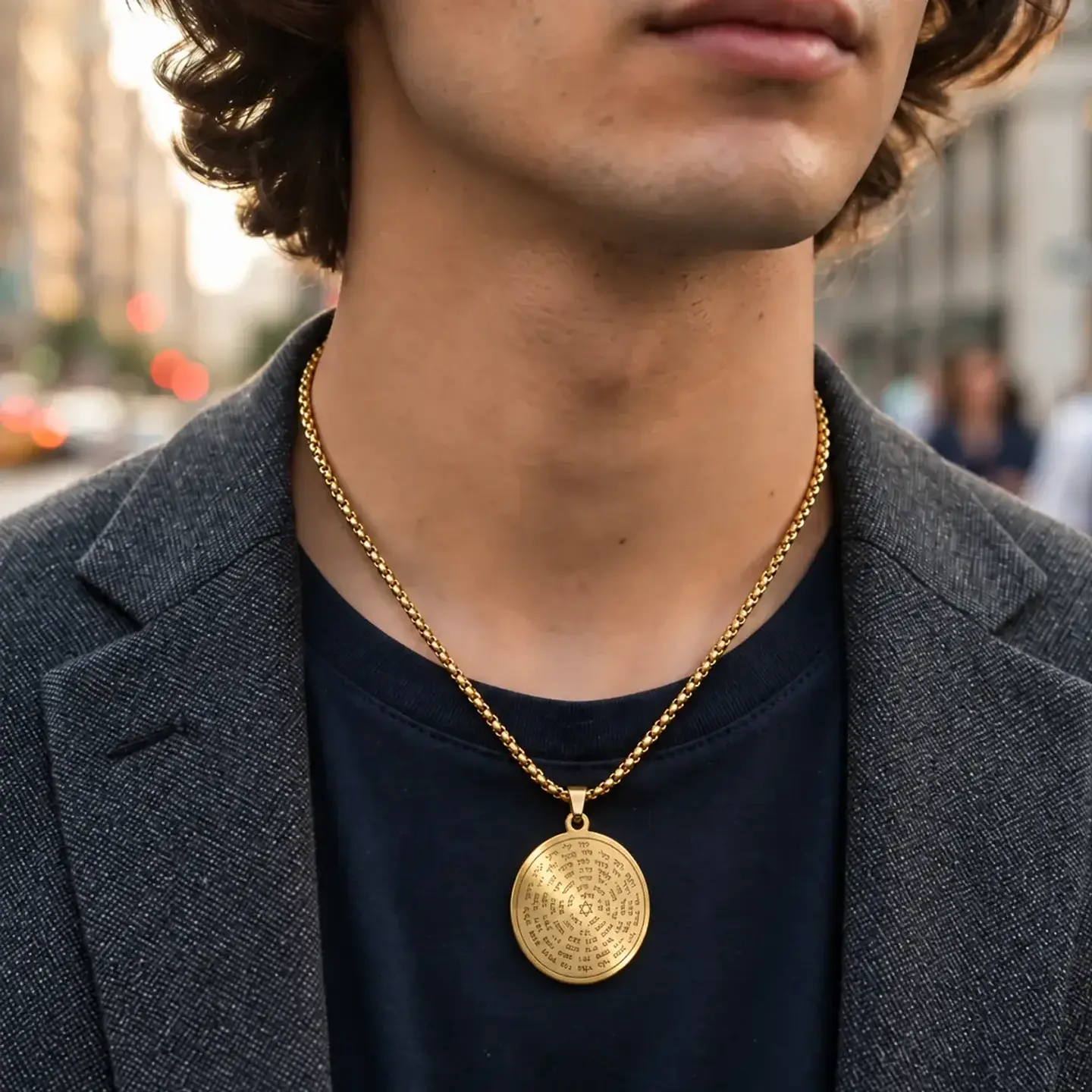 Collar de acero Para Hombre Y Mujer Dije Kabbalah 72 Nombres 3