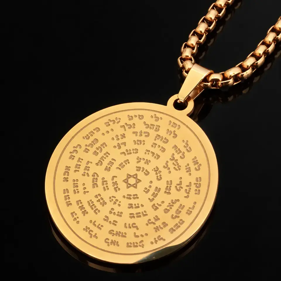 Collar de acero Para Hombre Y Mujer Dije Kabbalah 72 Nombres 5