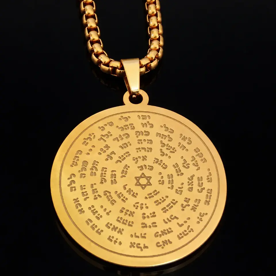 Collar de acero Para Hombre Y Mujer Dije Kabbalah 72 Nombres 6