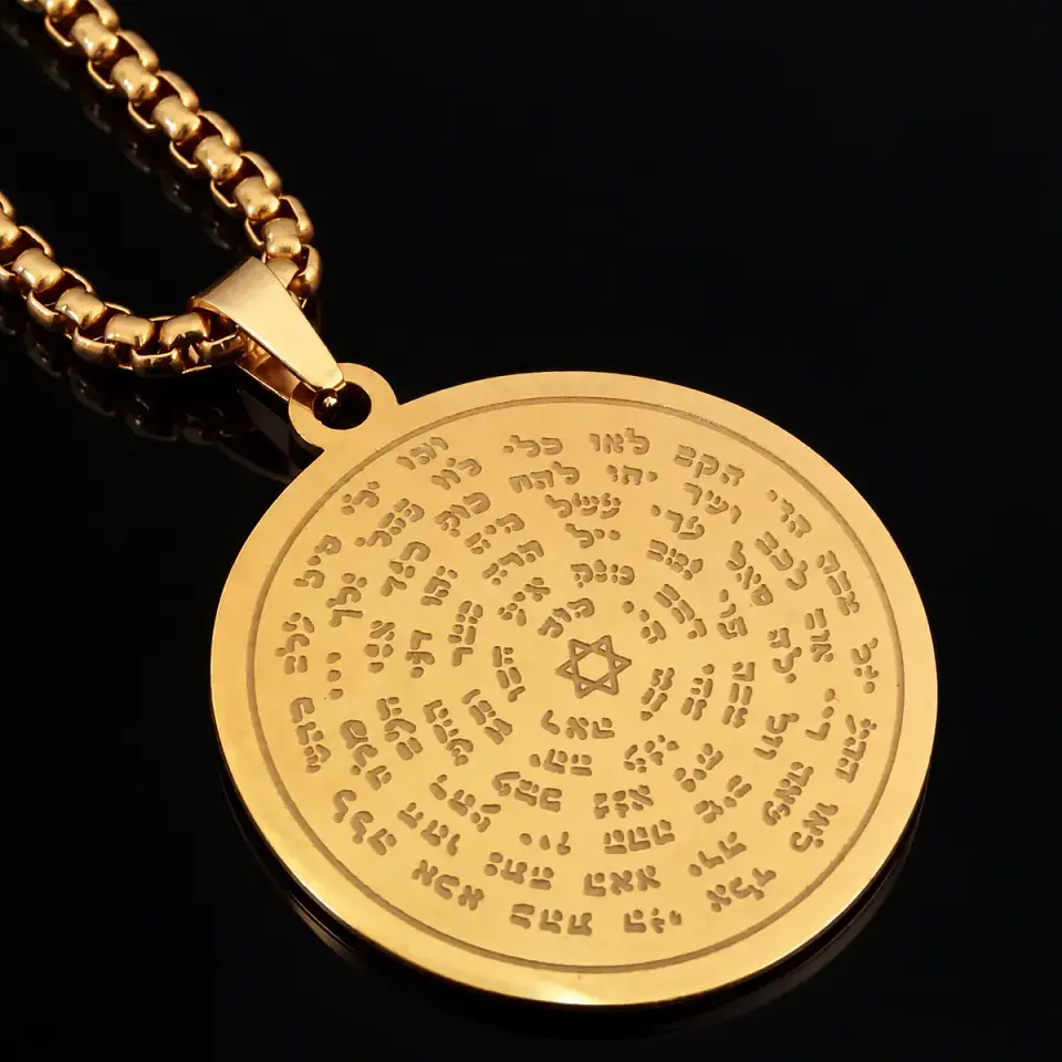 Collar de acero Para Hombre Y Mujer Dije Kabbalah 72 Nombres 7