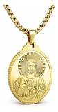 Collar De Acero Para Hombre Mujer Dije Jesús Sagrado Corazón - Miniatura 1