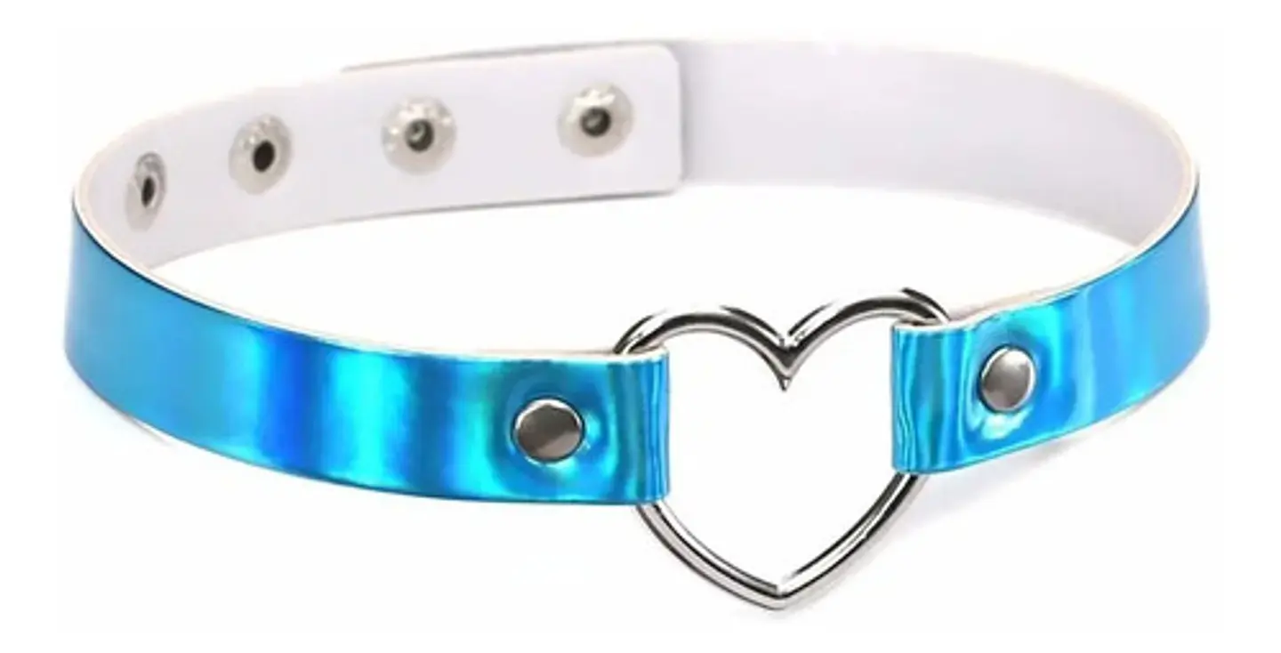 Collar Choker Gargantilla Encaje Corazón Plateado Para Mujer 6