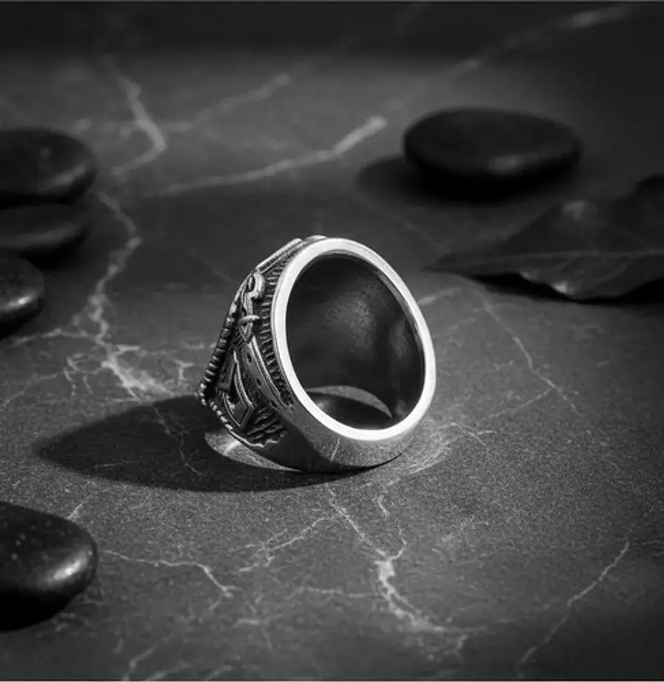Anillo Color Plata Acero Inoxidable Cráneo Ruta 66 Hombre 9