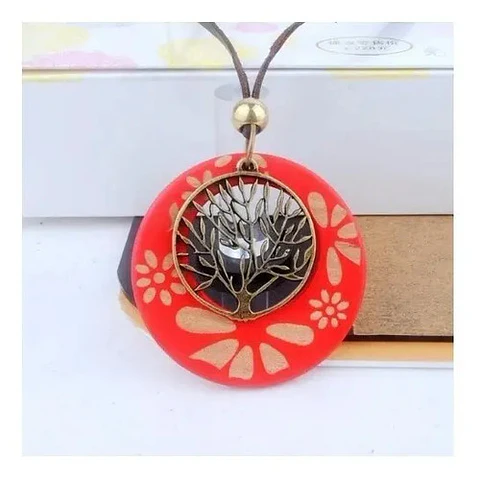 Collar Colgante Mujer Cadena De Cuero Árbol De La Vida Moda