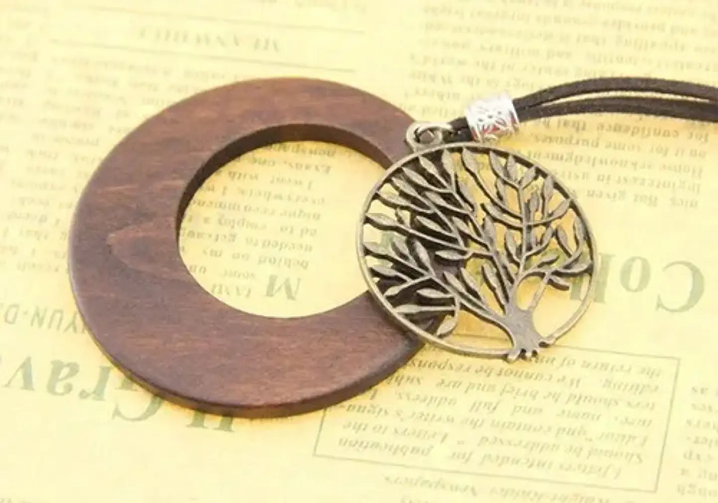 Collar Colgante Mujer Cadena De Cuero Árbol De La Vida Moda 5