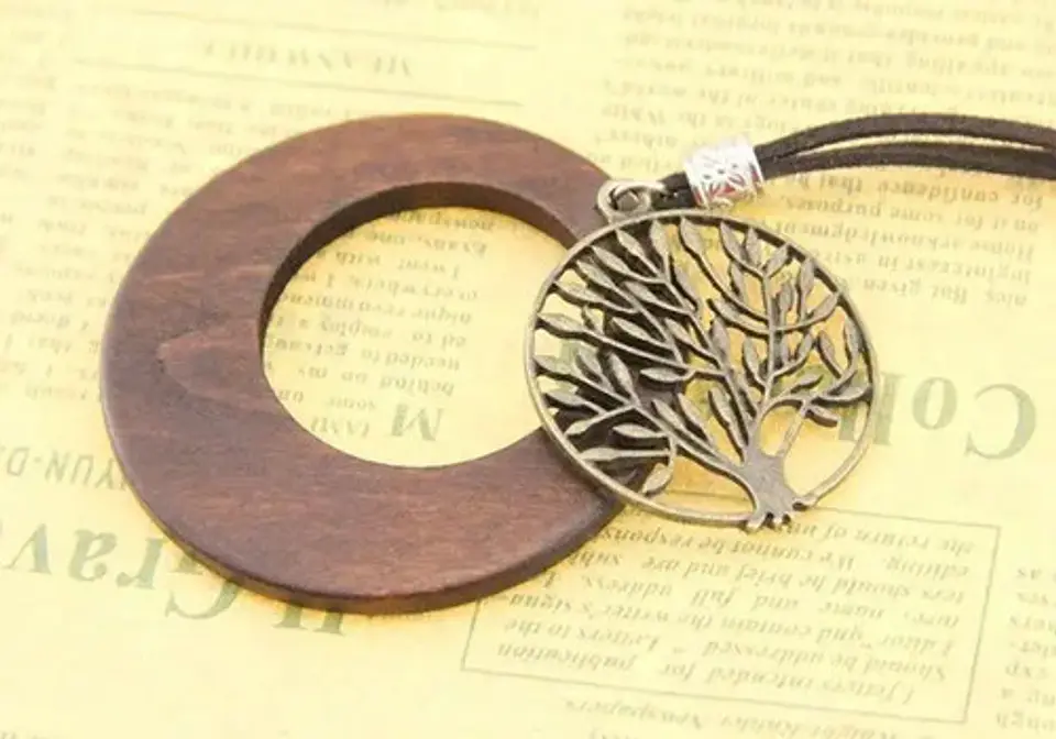 Collar Colgante Mujer Cadena De Cuero Árbol De La Vida Moda 5
