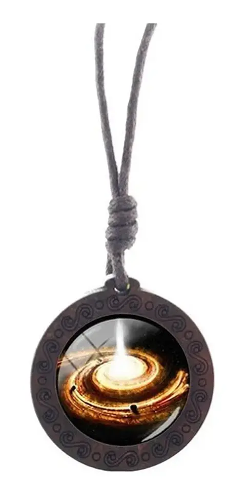 Collar para Mujer Y Hombre dije de Madera Galaxia Planetas Cristal