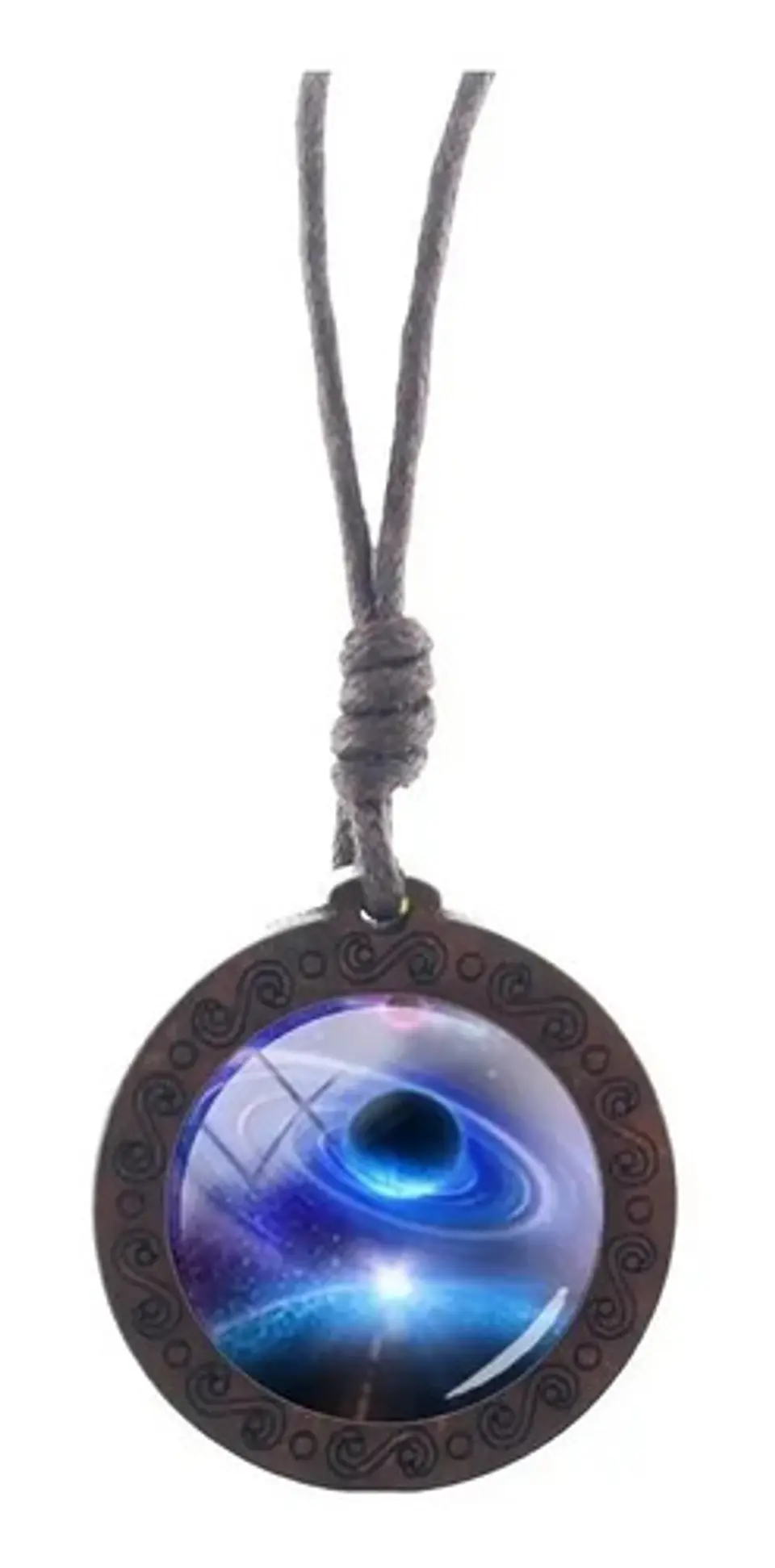 Collar para Mujer Y Hombre dije de Madera Galaxia Planetas Cristal 11