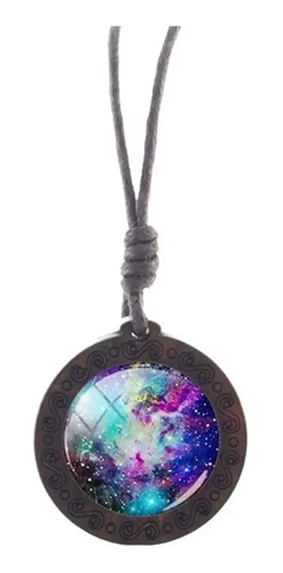 Collar para Mujer Y Hombre dije de Madera Galaxia Planetas Cristal 13
