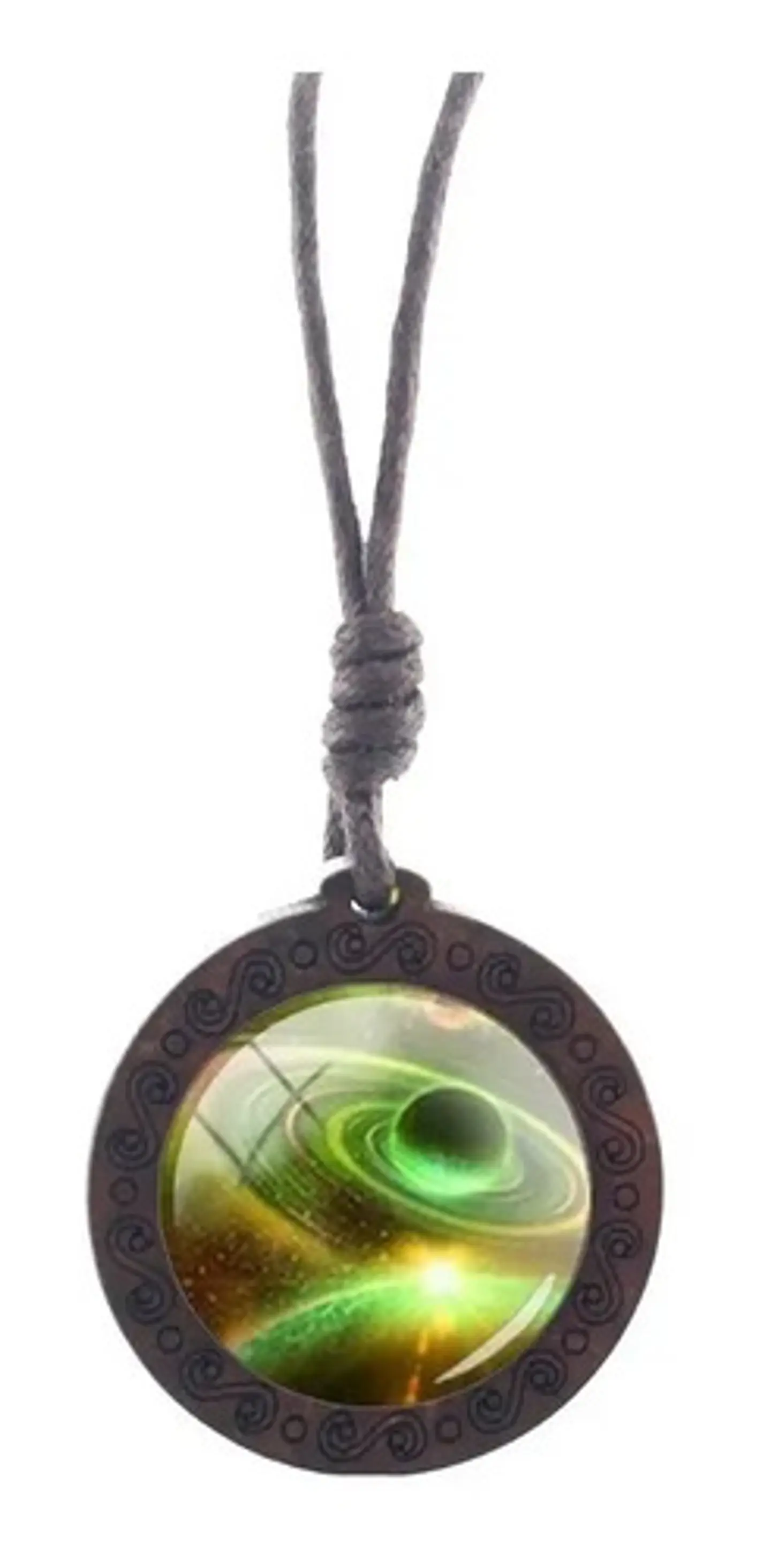 Collar para Mujer Y Hombre dije de Madera Galaxia Planetas Cristal 18
