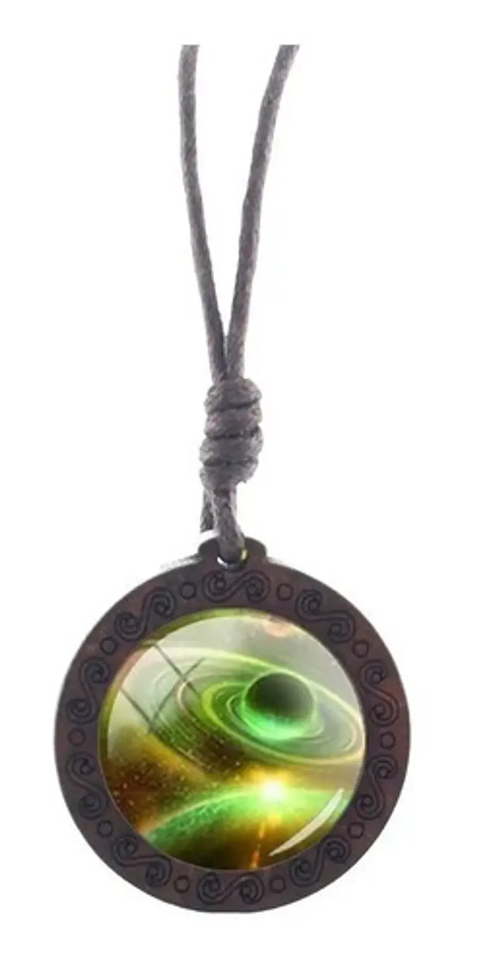 Collar para Mujer Y Hombre dije de Madera Galaxia Planetas Cristal 18