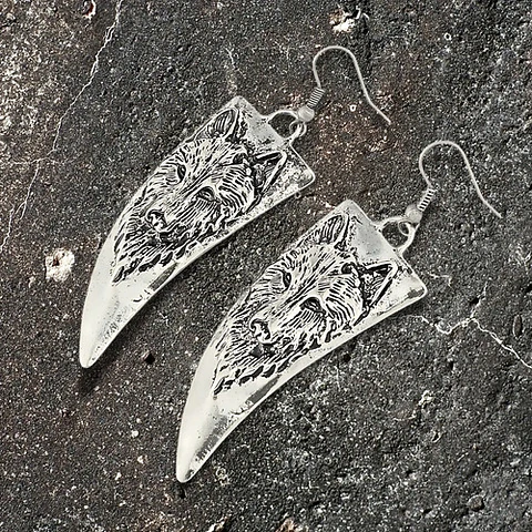 Aretes Pendiente Celtas Colmillo Vikingo Lobo Mujer Hombre