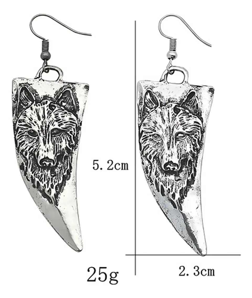 Aretes Pendiente Celtas Colmillo Vikingo Lobo Mujer Hombre 7