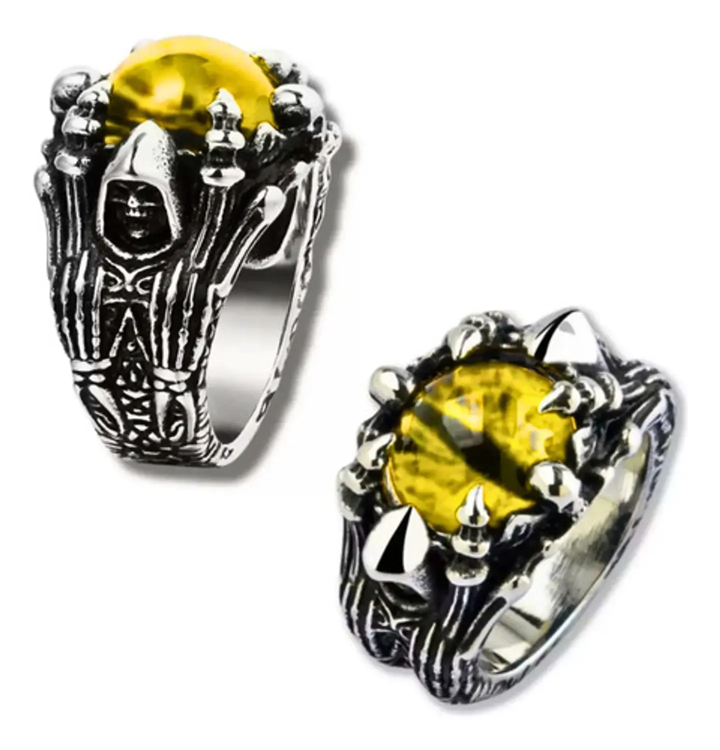 Anillo Color Plata Ojo Dragón Cráneo Acero Inoxidable Hombre 2