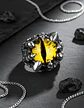 Anillo Color Plata Ojo Dragón Cráneo Acero Inoxidable Hombre - Miniatura 5