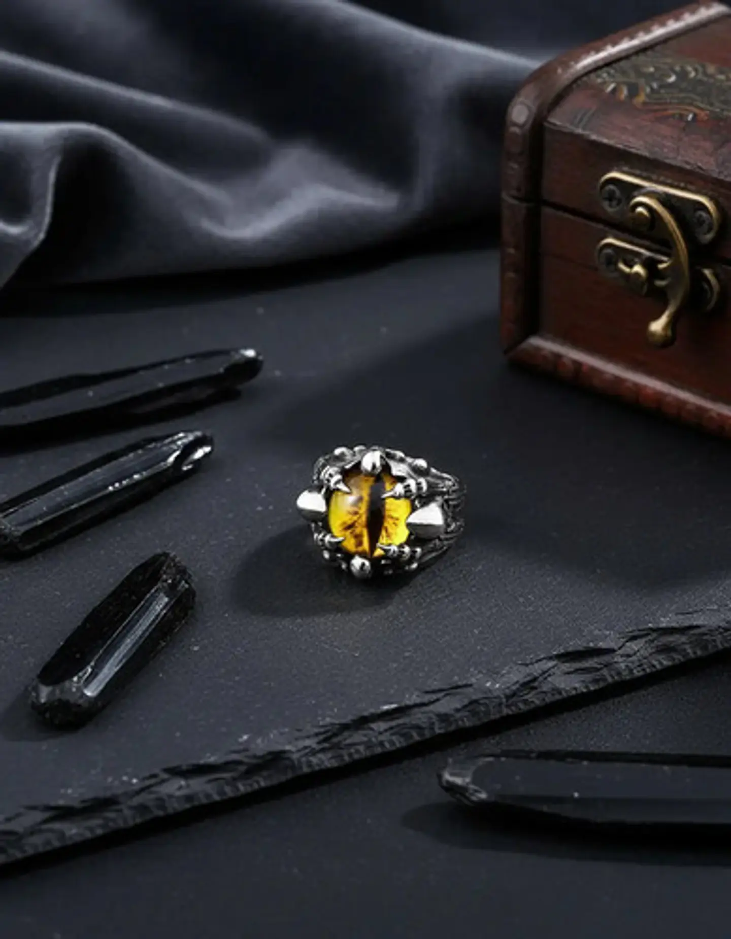 Anillo Color Plata Ojo Dragón Cráneo Acero Inoxidable Hombre 7