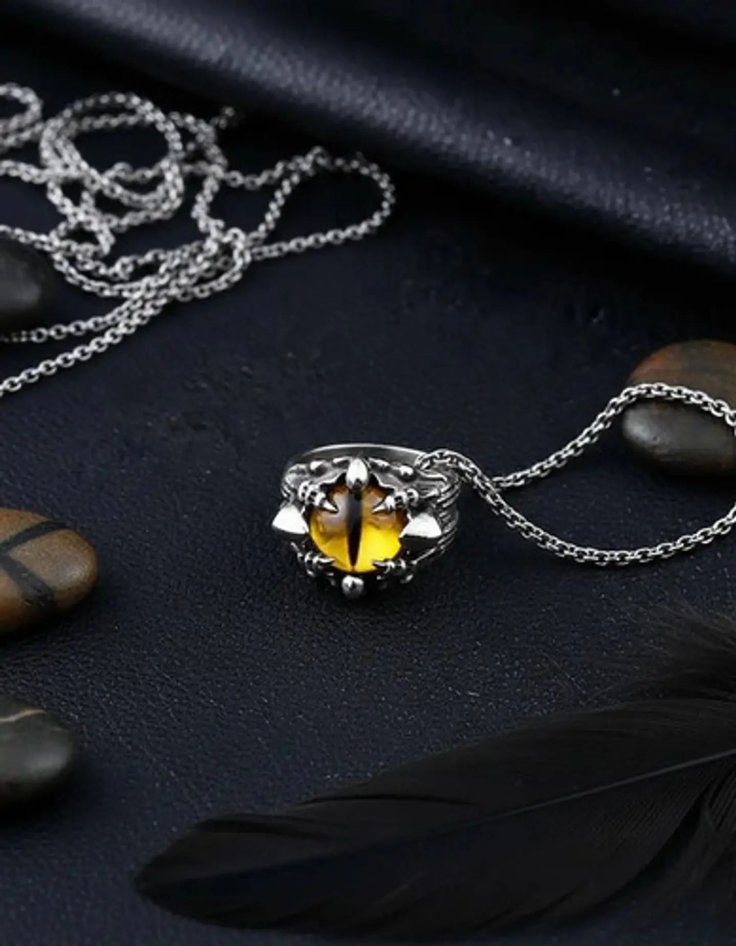 Anillo Color Plata Ojo Dragón Cráneo Acero Inoxidable Hombre 8