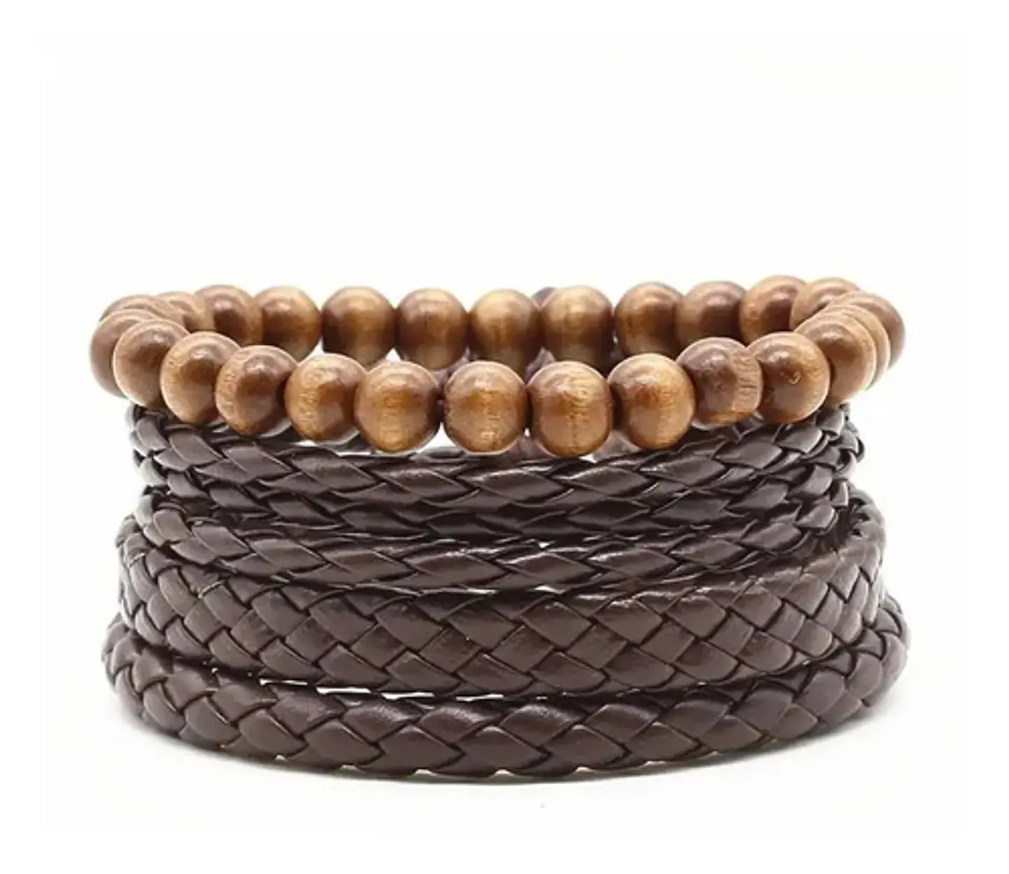 Manilla Pulsera Brazalete Cuentas Cuero Hombre Mujer Moda 2