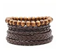 Manilla Pulsera Brazalete Cuentas Cuero Hombre Mujer Moda - Miniatura 2