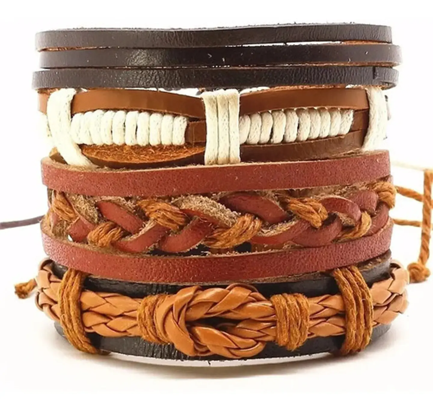 Manilla Pulsera Brazalete Cuentas Cuero Hombre Mujer Moda 4